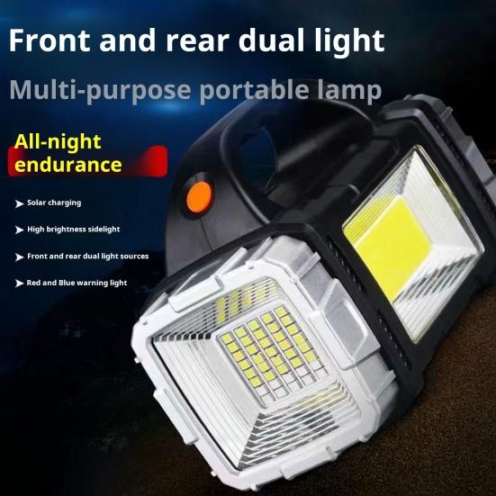 Portable Lamp Solar Flashlight with Handle USB Rechargeable 7 Modes High Lumens IPX5 Waterproof LED Work Light Camping Torch