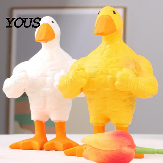 Pato Musculoso Accesorio de Escritorio Figura Musculosa de Resina, Estatua Fuerte de Fitness, Adorno Blanco Amarillo en Forma de Figura para Decoración de Mesa Hogar Oficina