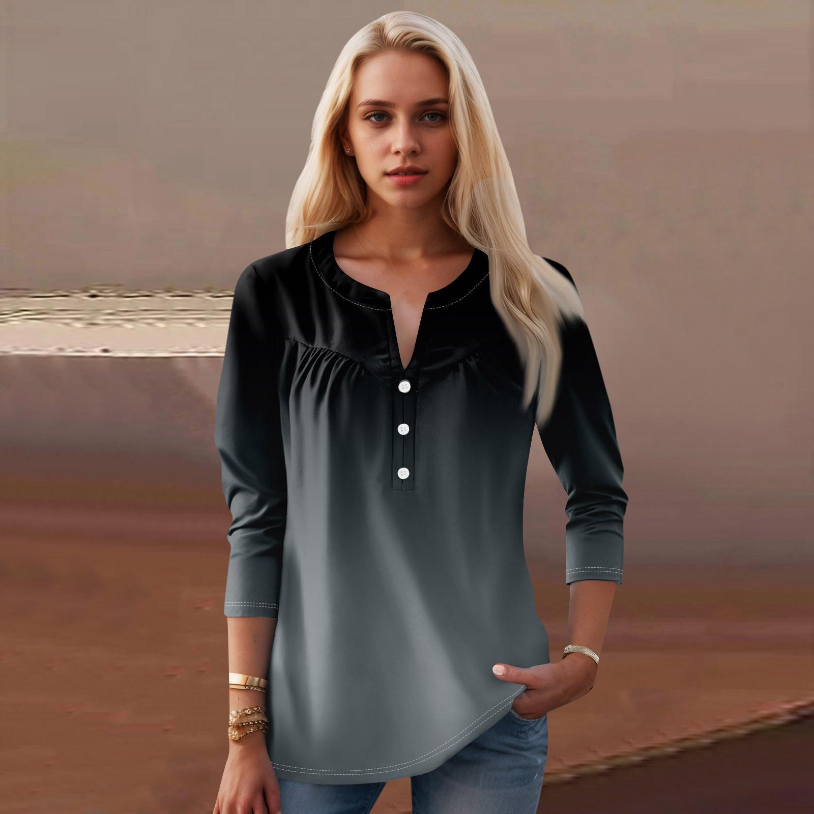 

Жіночий модний повсякденний топ з довгим рукавом і круглим вирізом із квітковим принтом XXL