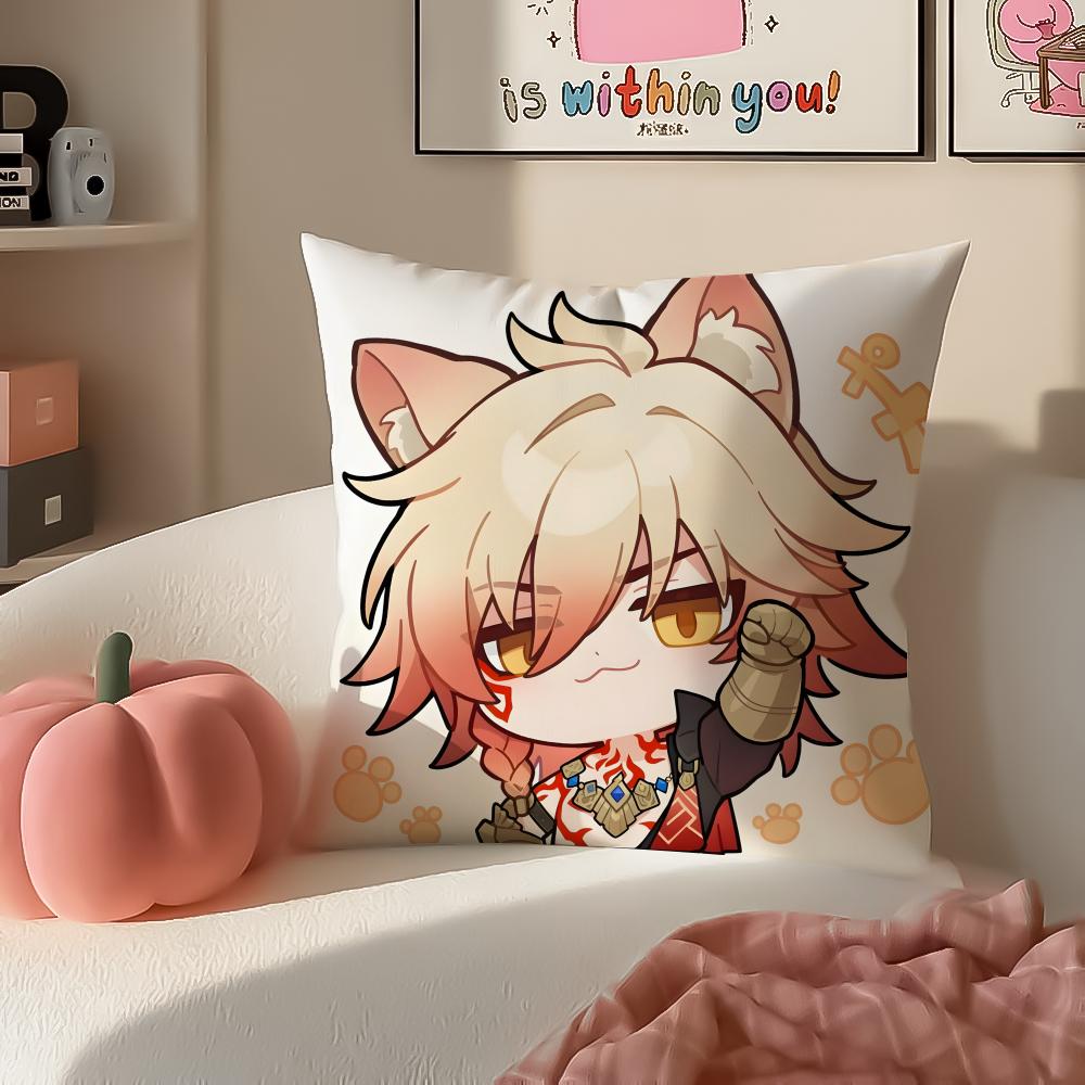Honkai Star Rail MMydei Cushion Cover Pillowcase Short Plush Invisible Zipper Room Sofa Cushion Cover