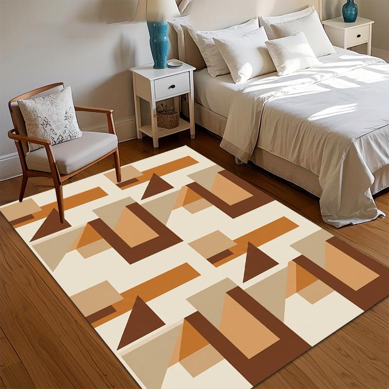 Geometric Style Living Room Carpet, Durable and Slip-Resistant Sofa, Coffee Table Rug, Bedroom Floor Mat, Home Decoration