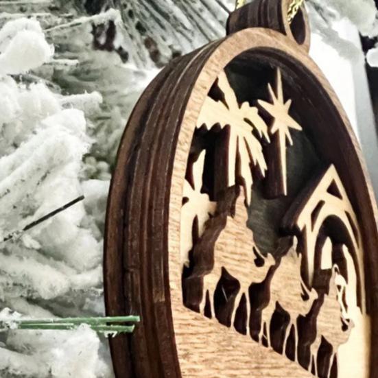 Ornamenti per la Natività di Natale Presepe in Legno Decorazione da Appendere Regali Cristiani Religiosi per Donne Uomini