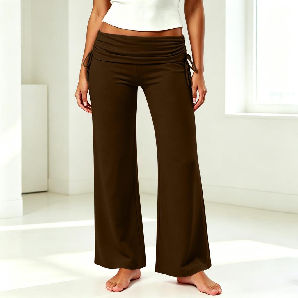 Pantaloni da Yoga da Donna a Pieghe Gamba Larga - Vestibilità Larga Casual per Palestra, Yoga e Uso Quotidiano