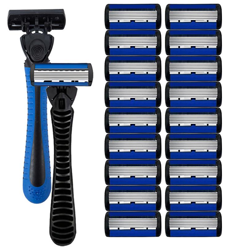 1 szt. Bezpieczna maszynka do golenia, 6-warstwowa manualna maszynka do golenia, Zmywalne, opływowe ostrze ze stali nierdzewnej do podróży i użytku domowego