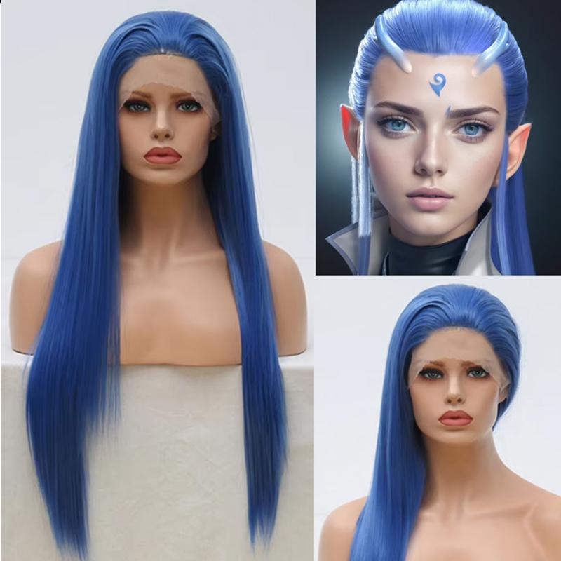 AIMEYA Light Pink Long Straight Wig Synthetic Hair Pink Lace Front Wigs Heat Resistant  Wig Silky Straight Pink Hair