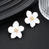 Women's Sweet Enamel White Color Flower Earrings Vintage Elegant Korean Piercing Earring Set Fashion Aesthetic Party Jewelry New