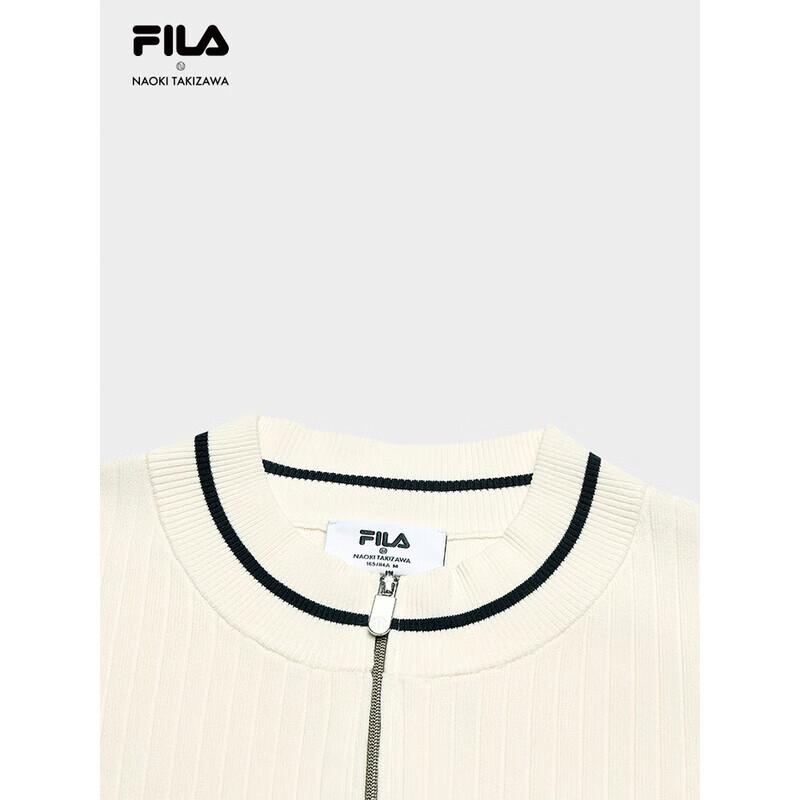 Fila Damski dzianinowy top z krótkim rękawem i zamkiem pod szyją