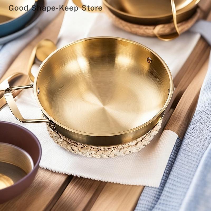 Solid Korean Stainless Steel Noodle Pot; Frying Pans; Long-lasting Cooking Pots; Seafood Snack Plate Kitchen Tools.