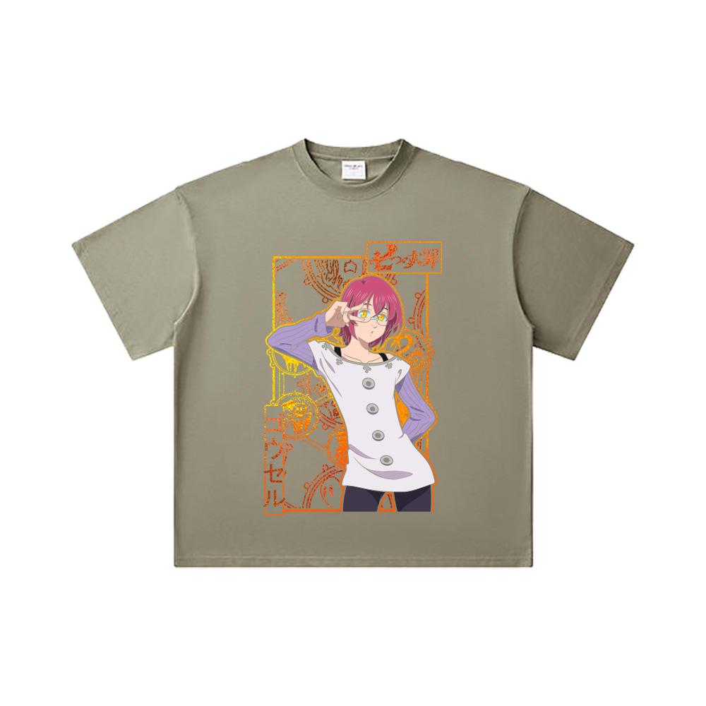 260 GSM Doppelgarn 32er Zählart 100% Baumwolle Sieben Todsünden V11 Gowther Druck Unisex Schweres Baumwoll-T-Shirt