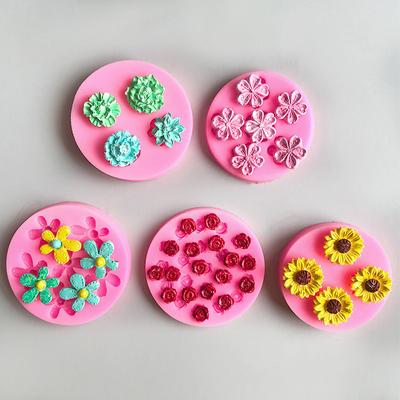 Mehrstilige Blumensammlung Silikonform DIY Kuchen verziert mit flüssigem Fondant Schokolade Dekorative Küchenbackform