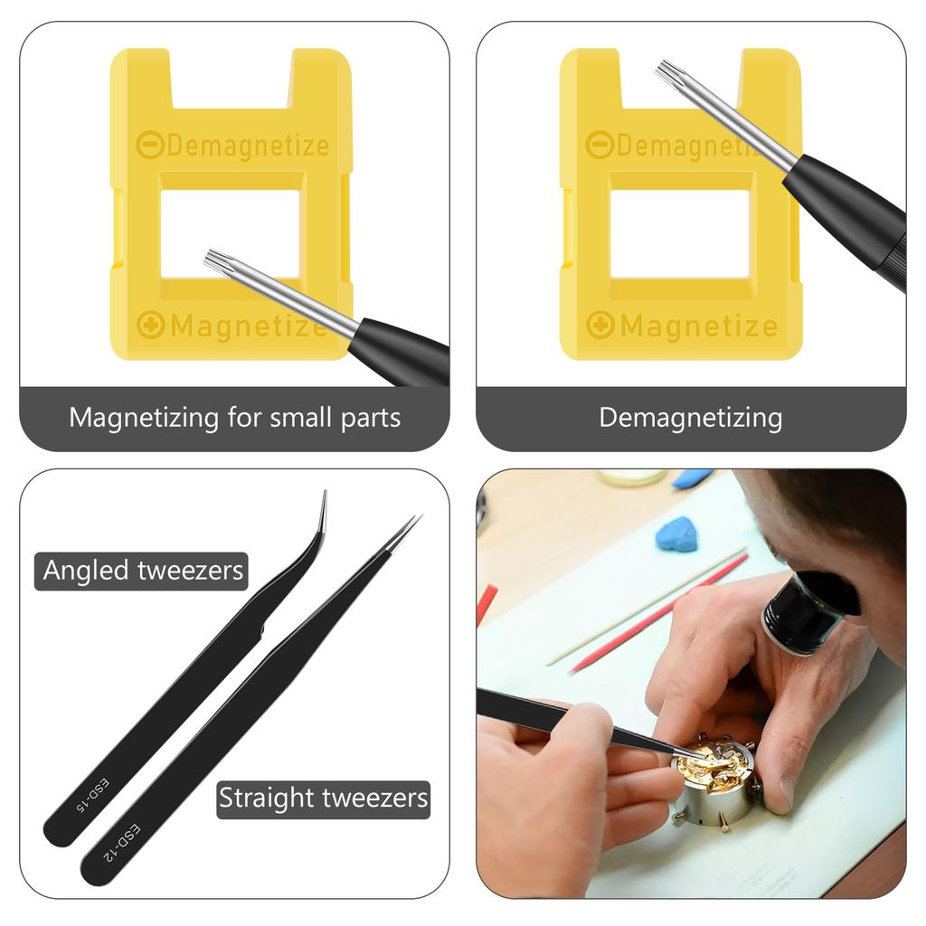 24 Stück Magnetischer Schraubendreher Präzisions-Handheld-Mikro-Torx-Schlitz-Kreuz-Y-Schraubendreher für Uhren, Brillen, Schmuck, Elektronikreparatur