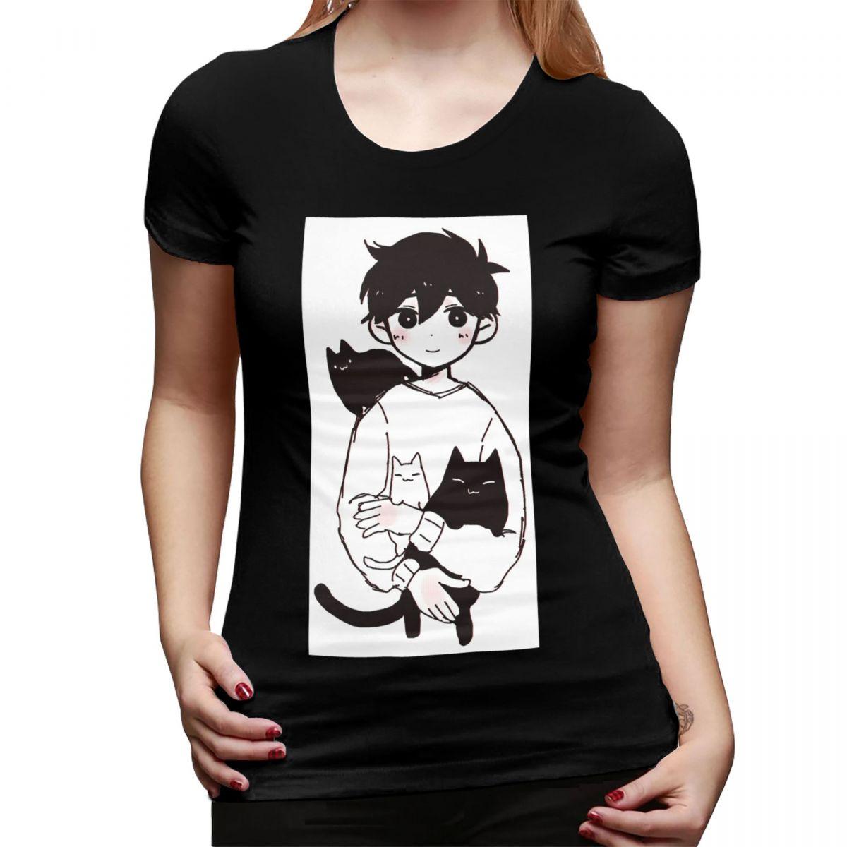 

Omori Sunny And Mewo TShirt for Women Round Neck Streetwear T Shirts Womens Short Sleeve Summer Clothes Tops 4XL