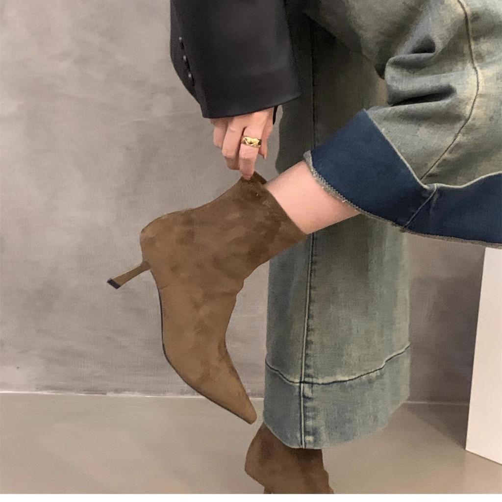 Fashion Women Sexy Pointed Toe Stretch Ankle Boots Short Botas Shoes Fashion Partys Stiletto High Heel Socks Botas  De Mujer 2025 New