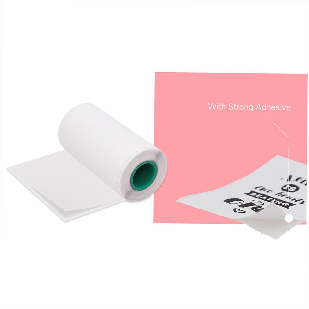 PeriPage Long Lasting 10 Year Preservation Sticky Thermal Paper Roll 56*30mm   2.2*1.2in BPA Free Black Font Adhesive