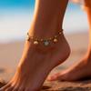 18K Gold Plated Stainless Steel Anklet with Natural Stone Beads & Shell