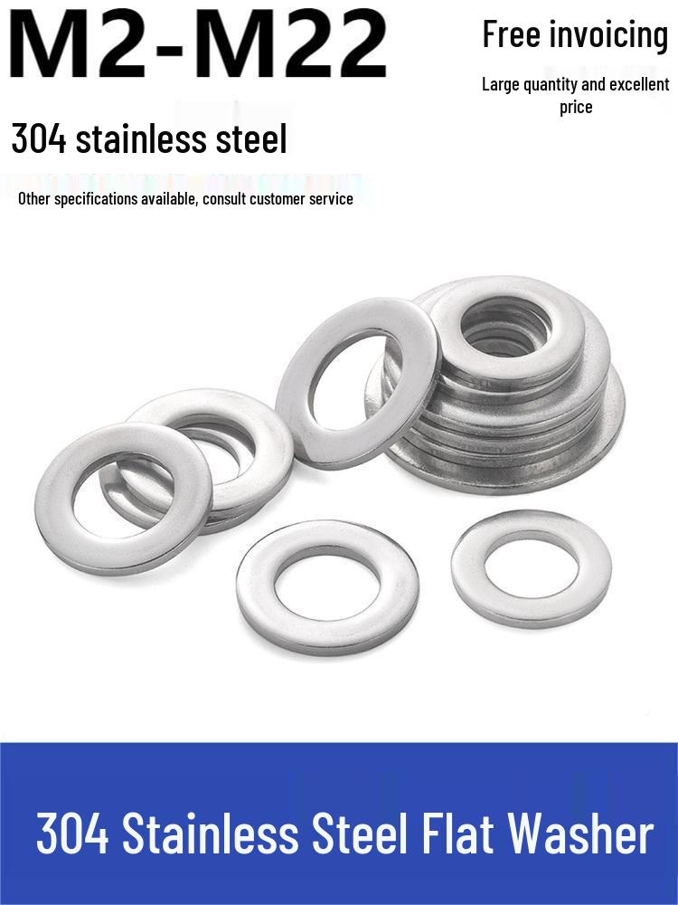304 Stainless Steel Enlarged Flat Washer Ring (Sizes: M1.6-M22)