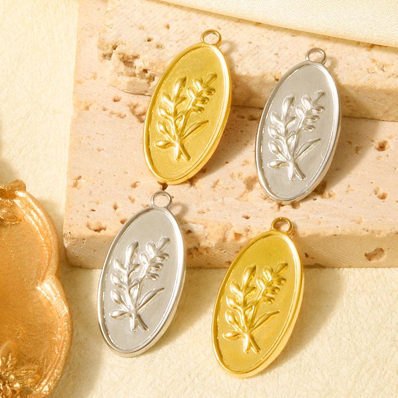 5pcs Plant Charm Ear Of Wheat Tree Leaf Stainless Steel Pendants For Jewelry Making Supplies Ginkgo Leaf DIY Earrings Bracelets