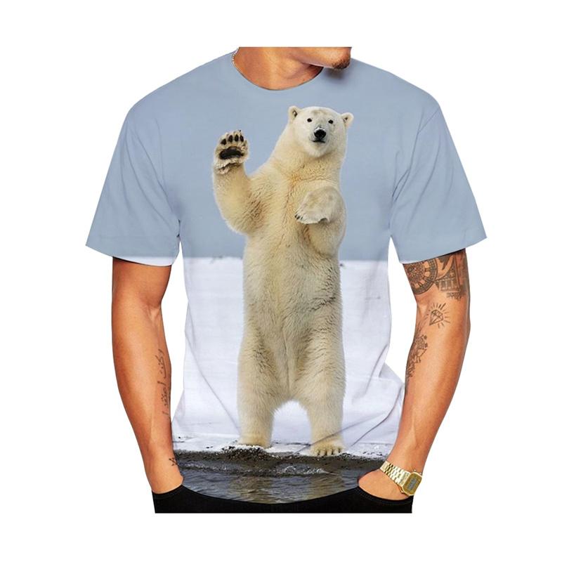 Cute Polar Bear Graphic T Shirts For Men Fashion Summer Short Sleeve 3D Animal Printed Kids T-shirts Casual Streetwear Tees Tops