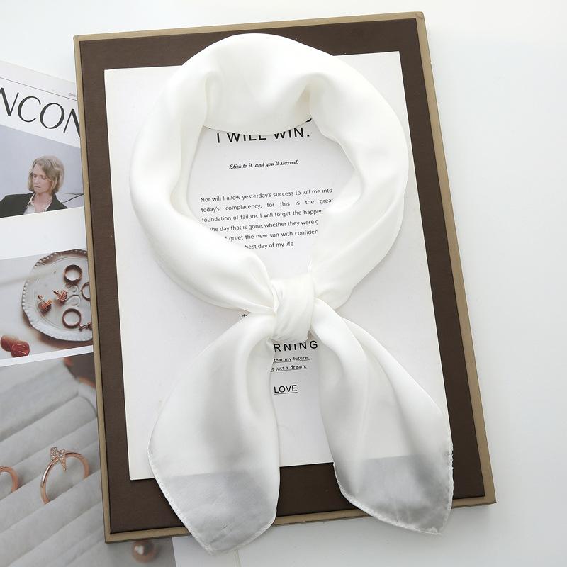 70cm Solid Color Small Square Scarf Women Trendy Versatile Neck Scarf Match Blazer Shirts Decorative Bandana