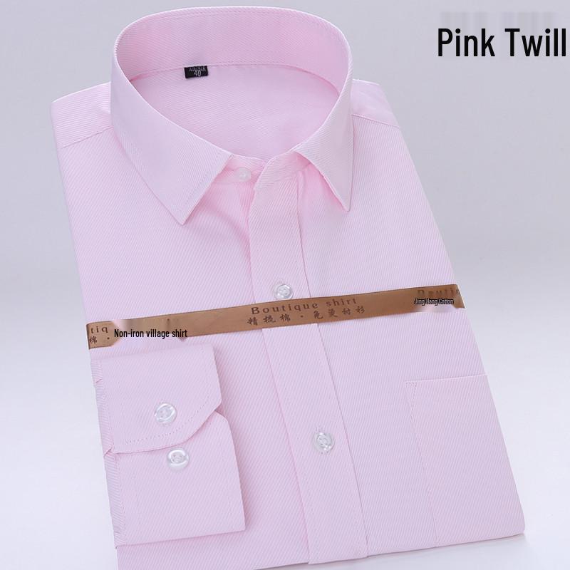 

2026 Spring Men s Non-Iron White Solid Slim Fit Long-Sleeved Business Shirt Size 44