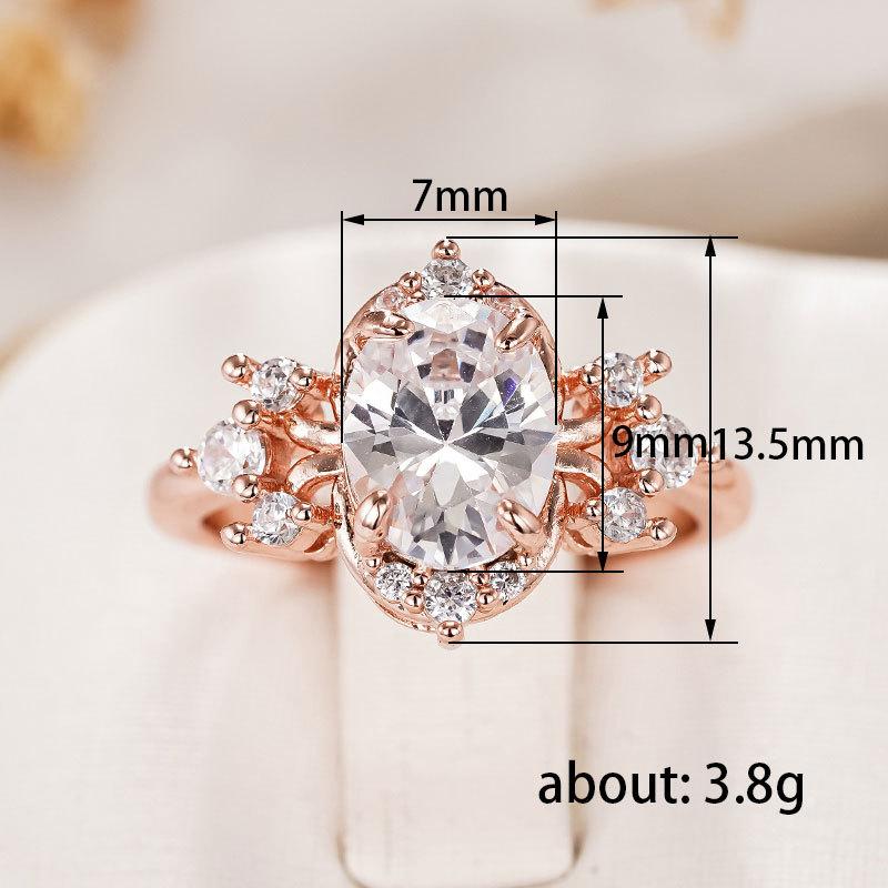 Classic Copper Alloy Zircon Ring Ladies Jewelry Wedding Promise Party Gift