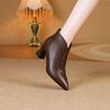 Pointed short boots autumn and winter new British style niche personality thin velvet leather boots simple temperament cotton boots leather boots