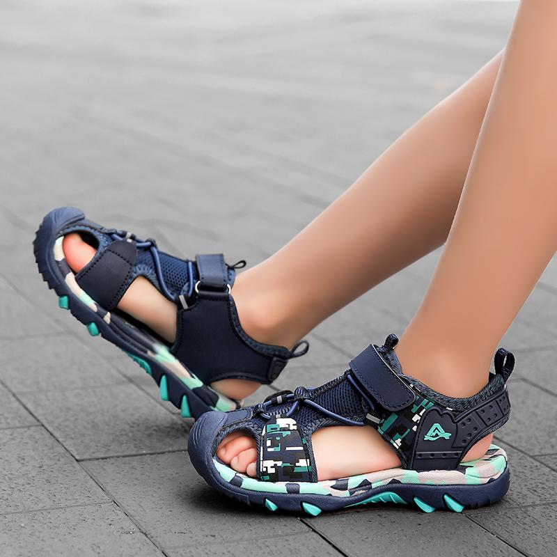 28-39 Kinder Sommer Plus Size Leichte und Modische Klettverschluss-Sandalen Strandschuhe Grundschulsandalen