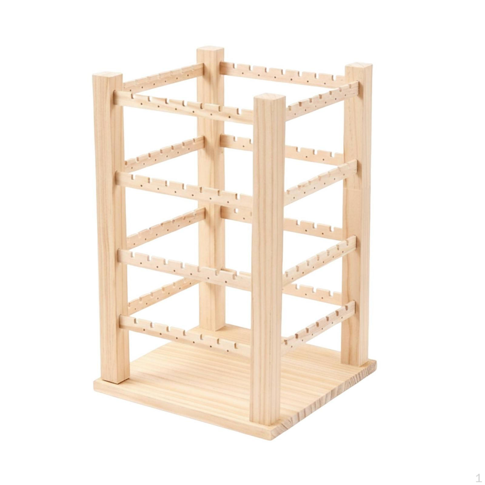 Wooden Jewelry Display Stand Open Frame MultiLayer Organizer FourSided Necklace Holder