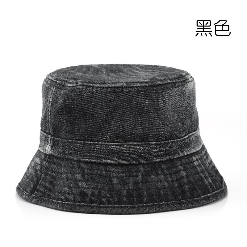 

Спорт и отдых вываренная джинсовая шляпа-ведро модный тренд уличная солнцезащитная шляпа от солнца average size чёрный