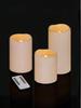 Set of 3 Waterproof Outdoor Battery Operated Flameless Candles, Warm Light Battery Powered LED Pillar Candles With Timer and