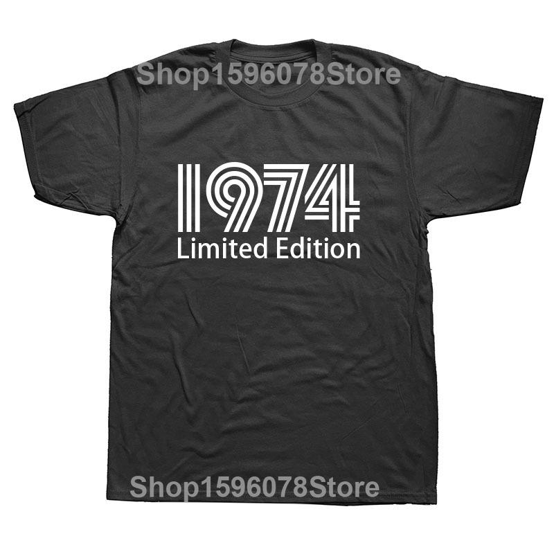 1974 Limited Edition Morsom 48-årsdag Grafisk T-skjorte Herre Sommerstil Mote Korte Ermer Streetwear T-skjorter