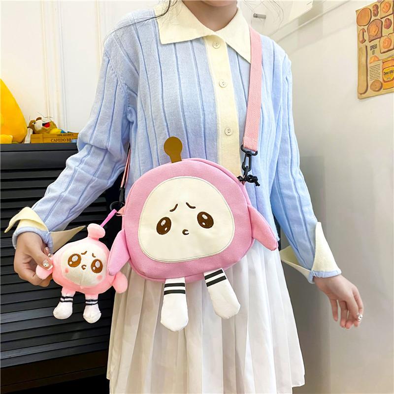 Eggy Cartoon Party Canvas Backpack With Pendant Fashion Bag Kid Birthday Gifts