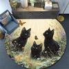 Black Cat Round Area Rug,Carpet Rug for Living Room Bedroom Sofa Playroom Decor,Non-slip Floor Mat