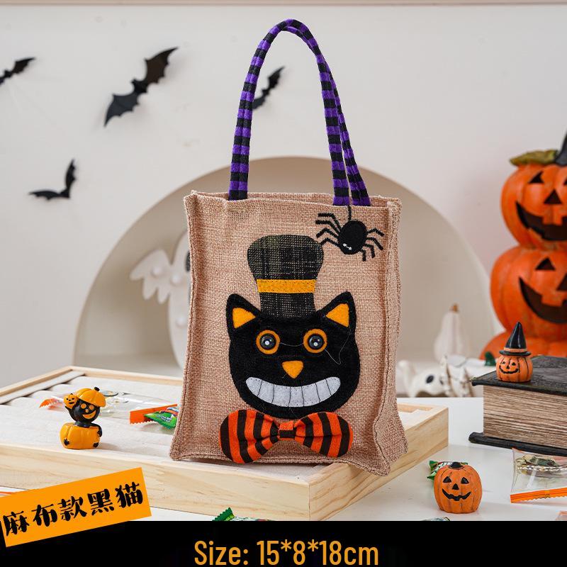 Pumpkin Lantern Trick-or-Treat Candy Bag for Kids - Halloween Handheld Decoration and Small Gift Prop