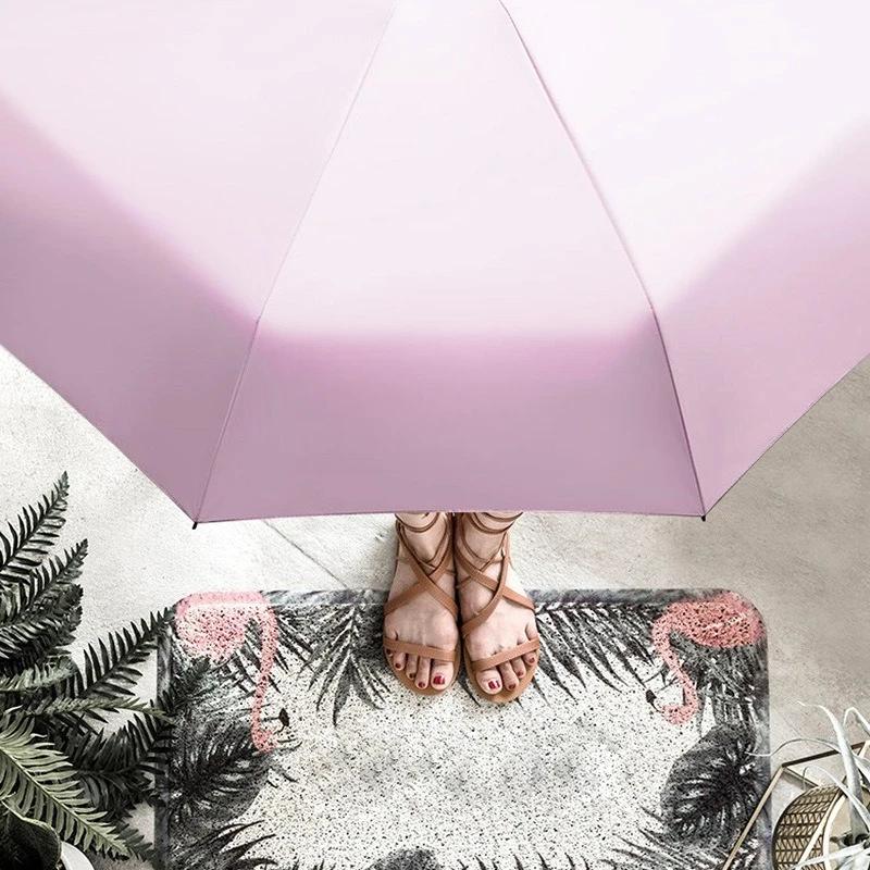 Women's Anti-UV Portable Pocket Umbrella Flat off Sun Protection Dual-Use Sunny Rainy Sunshade Parasol for Outdoor
