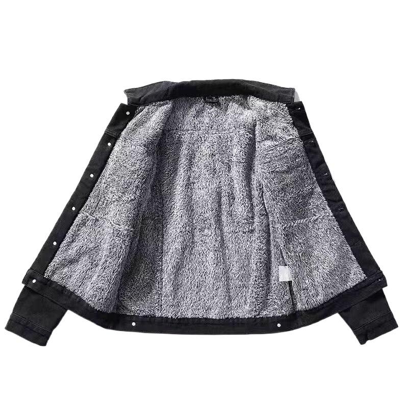 Men's Plus Velvet Winter Denim Jacket: Trendy Autumn/Winter Casual Wear