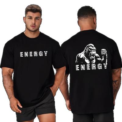 Camiseta de Entrenamiento para Gimnasio Hombre Muscular Algodón Camiseta Cuello Redondo Holgada Manga Corta Top de Entrenamiento para Culturismo