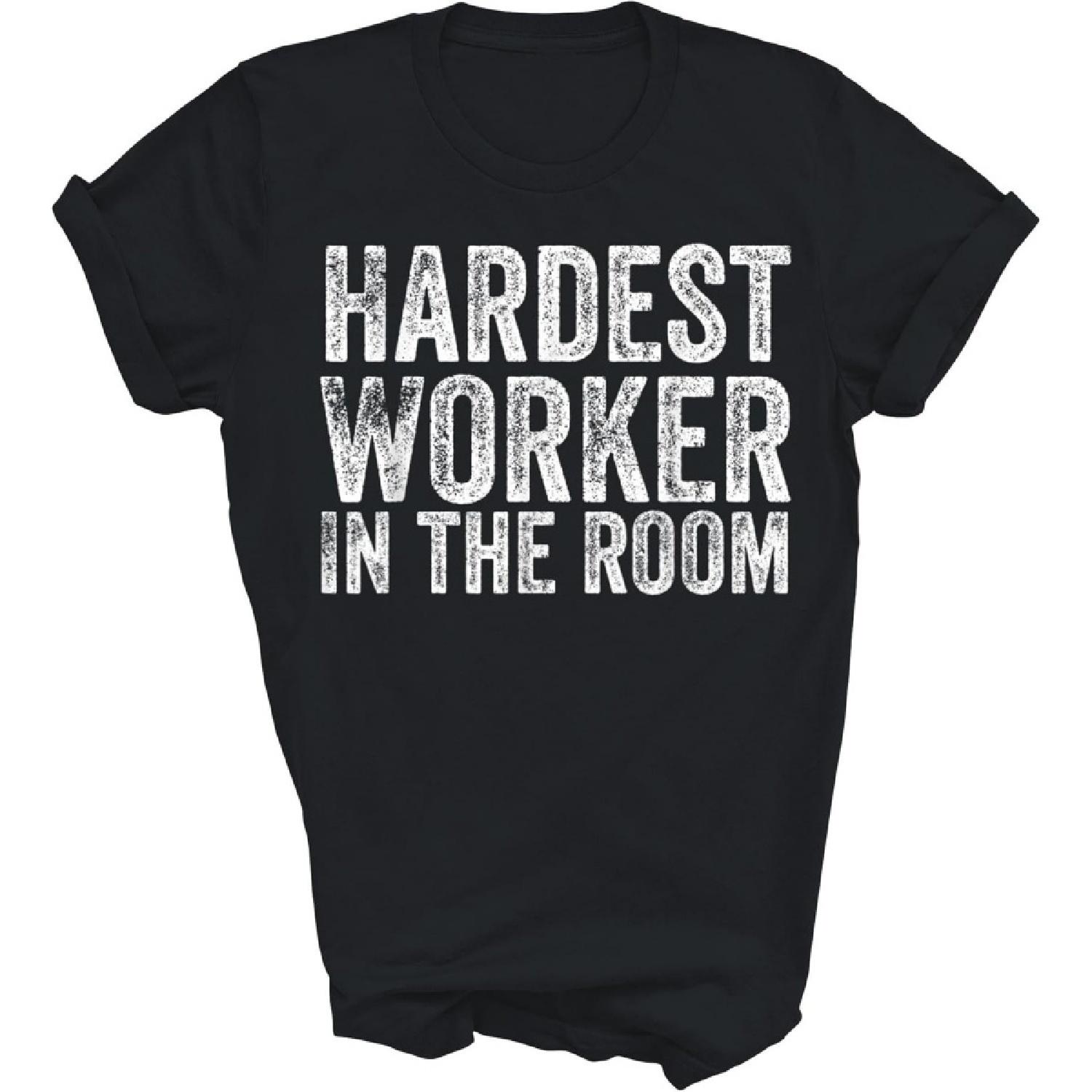 Capman Vintage Hardest Worker in The Room Unisex Shirt Gift Women Men T-Shirt (Black;L) S чёрный