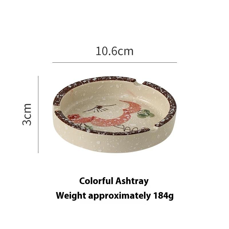 Japanese Retro Round Ashtray Home Living Room Tea Table Ceramic Ashtray Small Ashtray Creative Ornaments Household Items