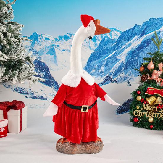 1 Set Christmas Porch Goose Outfits Outdoor Garden Lawn Yard Goose Statue Winter Santa Claus Elf Dress Xmas Holiday Party Dress-up Clothing