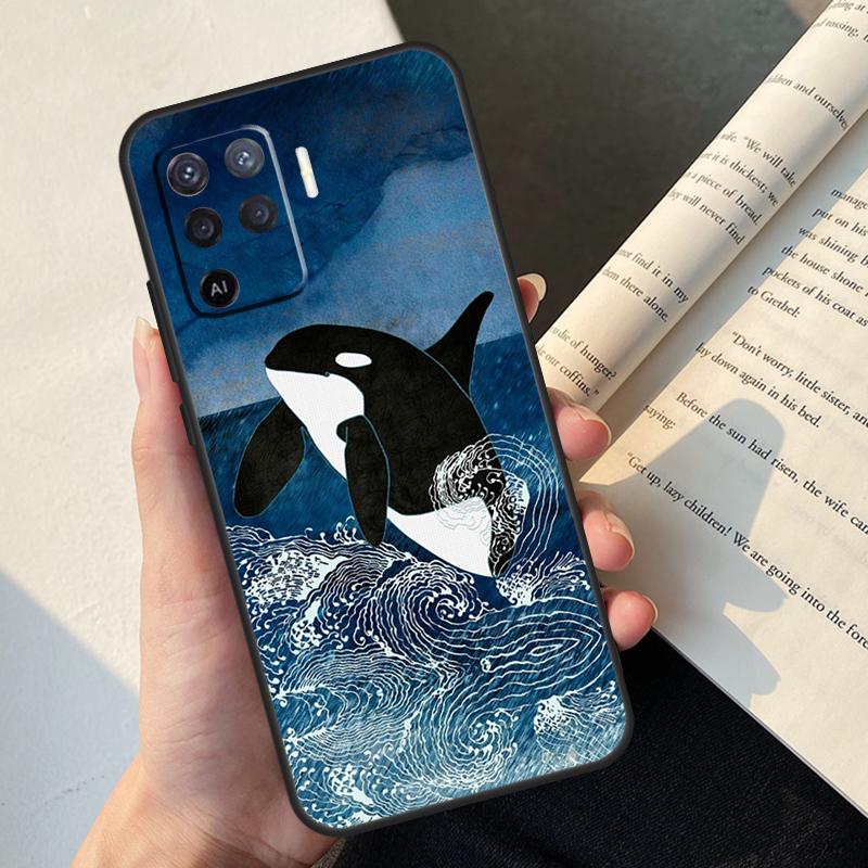 Süße Blaue Orca Hülle Für Oppo A58 A98 A78 A18 A38 A60 A80 A40 A77 A57 A17 A74 A54 A94 A96 A76 A16 A15 A5 Pro