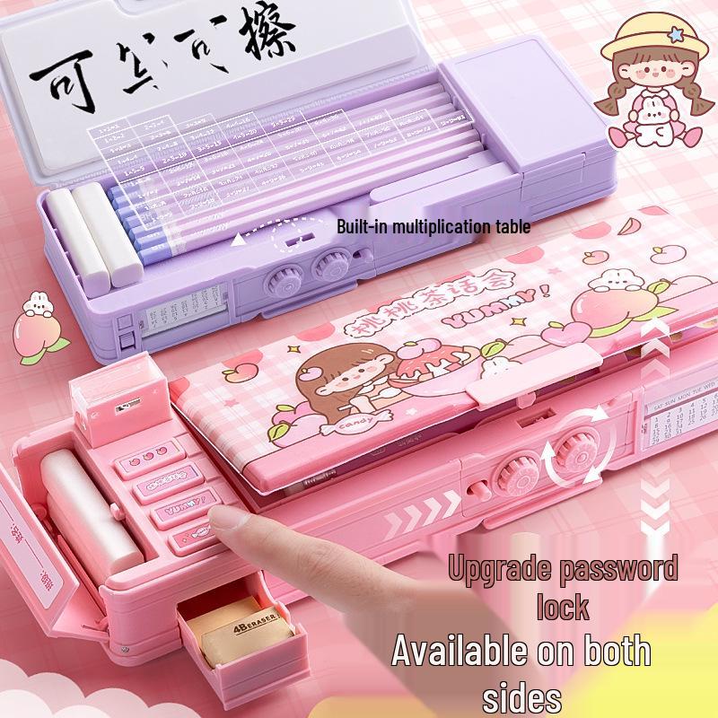 Multifunctional Large Capacity Pencil Case with New Password Lock for Primary School Students