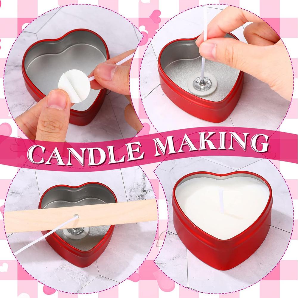 2 oz Heart Shaped Metal Tins with Lids Empty Candle Jars Candle Containers Cans for Making Candles Heart Box for Mother'