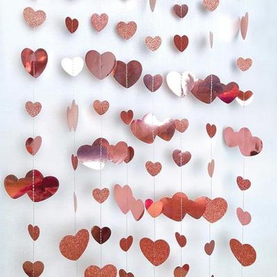 4m Hanging Love Streamer Glitter Romantic Heart Shape String Easy To Install Reusable Wedding Garland Mothers Day