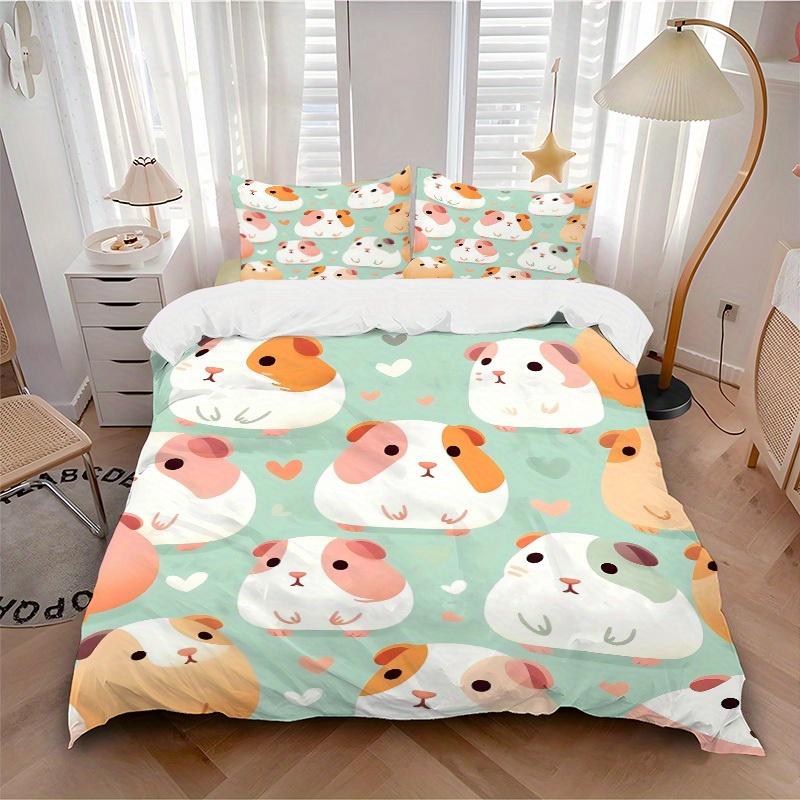 3pcs Guinea Pig Bedding Set, Suitable for Bedroom Decoration, (Includes 1 Duvet Cover And 2 Pillowcases, Quilt Not Included) yy250822148