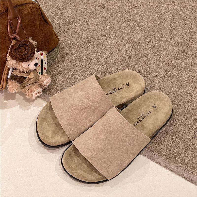 Retro One-word Slippers for Women's Outer Wear 2025 New Summer Thick-soled Heightening Casual Versatile Lazy Beach Cool Slippers