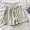 Korean-Style Summer Waffle Knit Women's Loose Wide-Leg Sports Shorts
