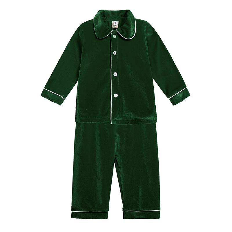 Children's Gold Velvet Pajamas - Autumn/Winter Homewear for Boys and Girls
