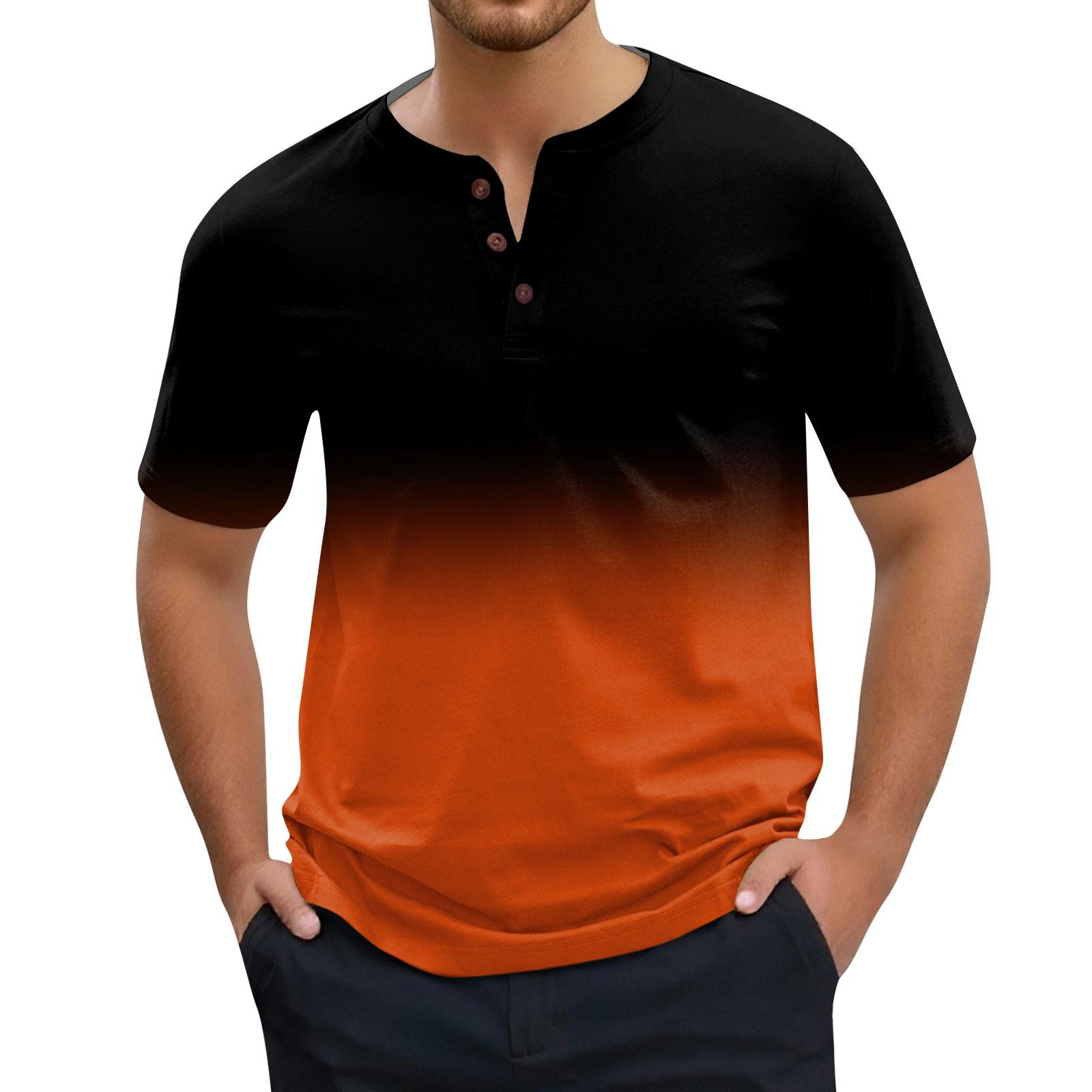 

Мужская мода принтованный короткий рукав топы футболка XL оранжевый