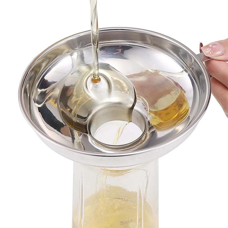 Stainless Steel Wide Mouth Canning Funnel Salad Dressing Liquid Funnel Hopper Filter Oil Funnel Kitchen Strainer Tools Gadgets